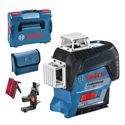 Линеен лазерен нивелир Bosch с 3 лъча 12 V, 30 м, 120 м, 0.2 мм/м, GLL 3-80 C