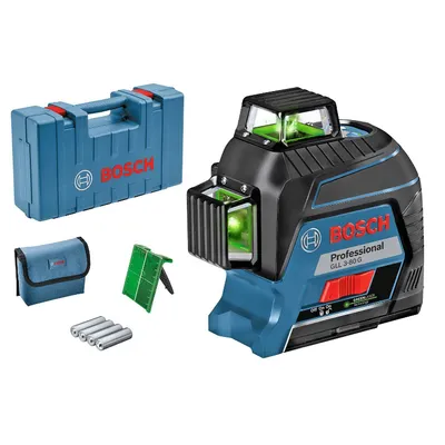 Линеен лазерен нивелир Bosch с 3 лъча  30 м, 120 м, 0.3 мм/м, GLL 3-80 G