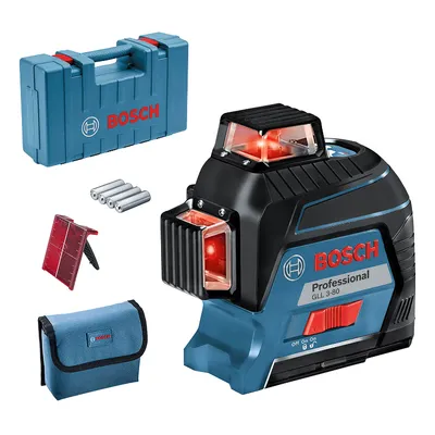 Линеен лазерен нивелир Bosch с 3 лъча 30 м, 120 м, 0.3 мм/м, GLL 3-80
