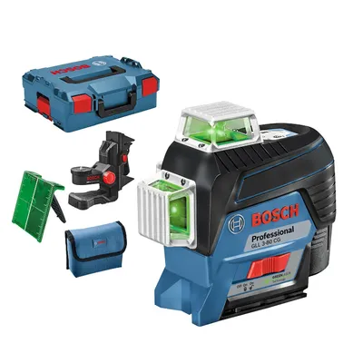 Линеен лазерен нивелир Bosch с 3 лъча без батерия и зарядно, 12 V, 30 м, 120 м, 0.2 мм/м, GLL 3-80 CG