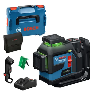 Линеен лазерен нивелир Bosch с 3 лъча с 1 батерия и зарядно, 12 V, 2 Ah, 30 м, 100 м, 0.3 мм/м, GLL 12V-100-33 CG