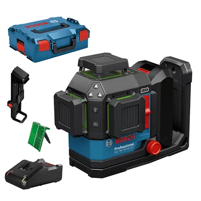 Линеен лазерен нивелир Bosch с 3 лъча  с 1 батерия и зарядно, 18 V, 4 Ah, 35 м, 120 м, GLL 18V-120-33 CG