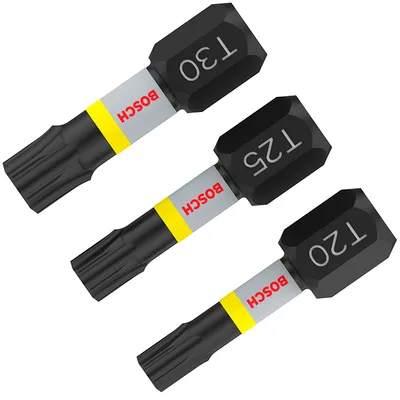 Накрайник бит TX Bosch Torx торсионен, ударен TX20, TX25, TX30, 1/4", 25 мм, 3 бр., PRO Torx Impact