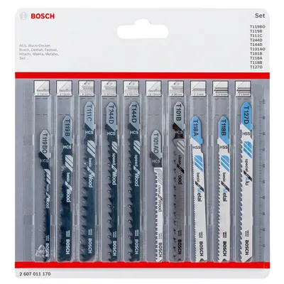 Нож за зеге Bosch комплект за дърво и метал праволинейно, 10 бр.