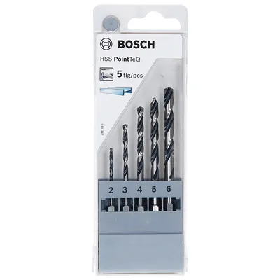 Свредло за метал HSS Bosch с 6-стенна опашка  2-6 мм, 5 бр., PointTeQ Hex