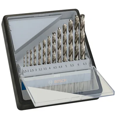 Свредло за метал HSS-G Bosch с цилиндрична опашка комплект 1.5-6.5 мм, 13 бр., PRO Metal HSS-G