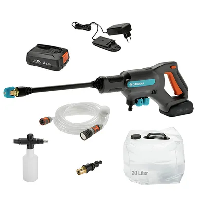 Акумулаторна водоструйка Gardena  с 1 батерия и зарядно, 18 V, 2.5 Ah, 250 л/ч, 24 bar, AquaClean 24/18V P4A Premium