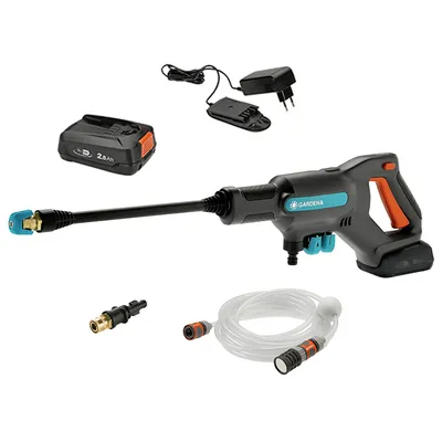 Акумулаторна водоструйка Gardena  с 1 батерия и зарядно, 18 V, 2.5 Ah, 250 л/ч, 24 bar, AquaClean 24/18V P4A