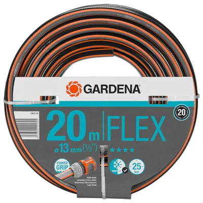 Градински маркуч за поливане Gardena PVC 2-слоен армиран  13 мм, 25 bar, 20 м, черно/оранжево, Comfort FLEX