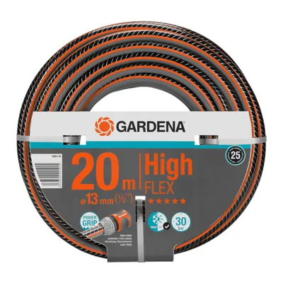 Градински маркуч за поливане Gardena PVC 2-слоен армиран  13 мм, 30 bar, 20 м, черно/оранжево, Comfort High FLEX