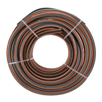 Градински маркуч за поливане Gardena PVC 2-слоен армиран  19 мм, 30 bar, 50 м, черно/оранжево, Comfort High FLEX