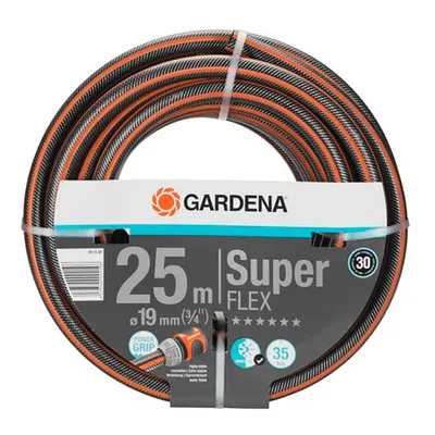 Градински маркуч за поливане Gardena PVC 2-слоен армиран 19 мм, 35 bar, 25 м, черно/оранжево, Premium SuperFLEX