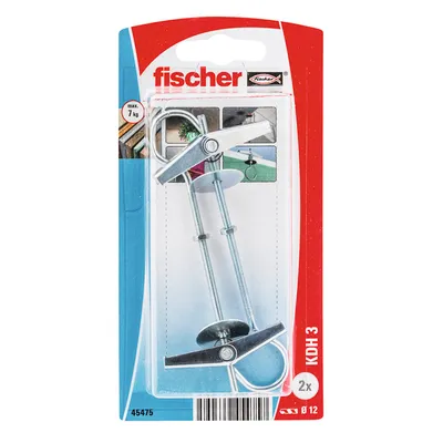 Дюбел метален Fischer за гипсокартон без опорен пръстен с пружина и кука 2 бр./опак., M3x80 мм, 51 мм, KDH 3 K NV