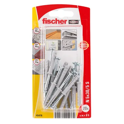 Дюбел пирон Fischer за бетон със скосен опорен пръстен ф 5x30 мм, 20 бр./опак., NS K NV