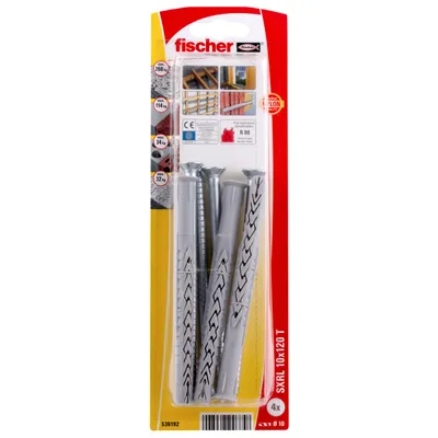 Дюбел пластмасов Fischer комплект с винт TX ф 10x120 мм, 4 бр./опак., SXRL T K NV