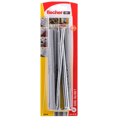 Дюбел пластмасов Fischer комплект с винт TX  ф 10x160 мм, 4 бр./опак., SXRL T K NV
