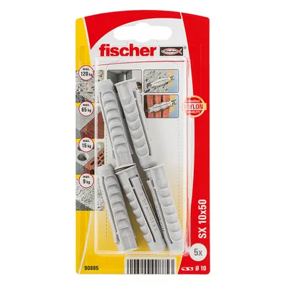 Дюбел пластмасов Fischer с опорен пръстен ф 10x50 мм, 5 бр./опак., SX KP K NV