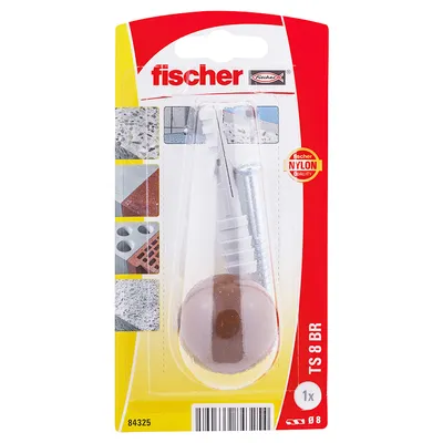 Стопер за врата Fischer за монтаж с дюбел  кафяв, TS 8BR K NV