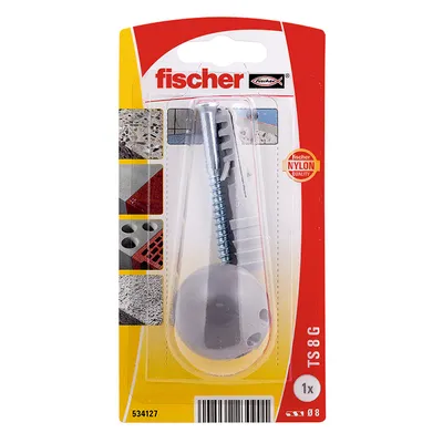 Стопер за врата Fischer за монтаж с дюбел  сив, TS 8G K NV
