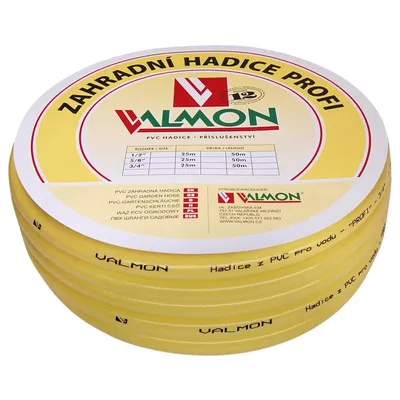 Градински маркуч за поливане Valmon PVC 2-слоен армиран 19 мм, 10 bar, жълт, Profi 1119