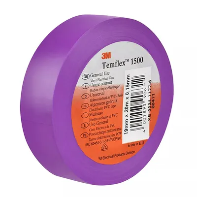 Лента 3M електроизолационна  19 мм, 20 м, виолетова, PVC, Temflex 1500