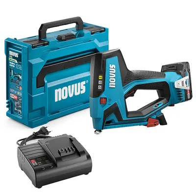 Акумулаторен такер Novus за пирони и скоби  с 1 батерия и зарядно, 18 V, 2 Ah, тип J, 16 мм, тип D53F, тип G11, 6-14 мм, J-551