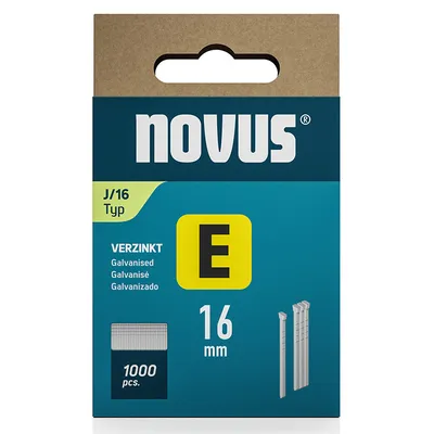 Гвоздеи за такер Novus с наклон 0°  тип J, 1.2x16 мм, стомана, 1000 бр.