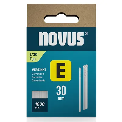 Гвоздеи за такер Novus с наклон 0°  тип J, 1.2x30 мм, стомана, 1000 бр.
