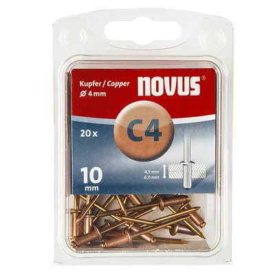 Поп нит Novus меден със стандартна периферия  20 бр., ф 4x10 мм