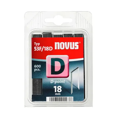 Скоби за такери Novus с D-образен връх тип D53F/D, 11.3x1.25x18 мм, 600 бр.