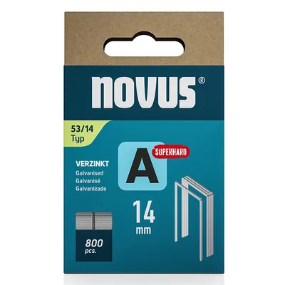 Скоби за такери Novus супер твърди  тип A53, 11.3x0.75x14 мм, 800 бр.