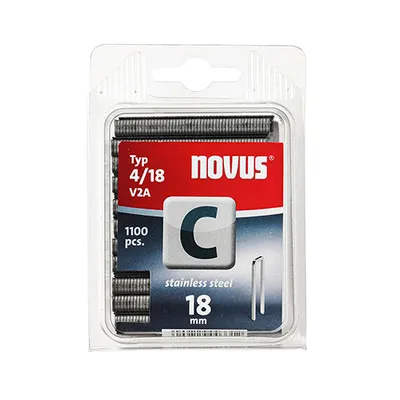 Скоби за такери Novus  тип C4, 6.1x1.1x18 мм, неръждаема стомана, 1100 бр.