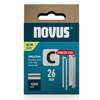 Скоби за такери Novus  тип C4, 6.1x1.1x26 мм, неръждаема стомана, 1000 бр.