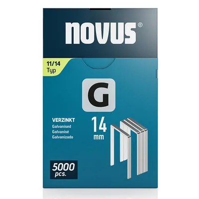 Скоби за такери Novus тип G11, 10.6x1.25x14 мм, поцинкована стомана, 5000 бр.