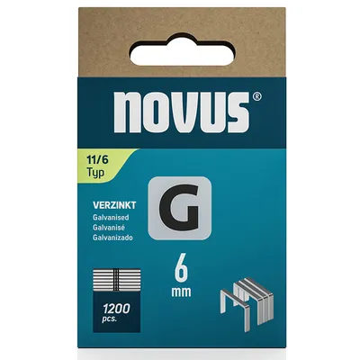 Скоби за такери Novus тип G11, 10.6x1.25x6 мм, поцинкована стомана, 1200 бр.