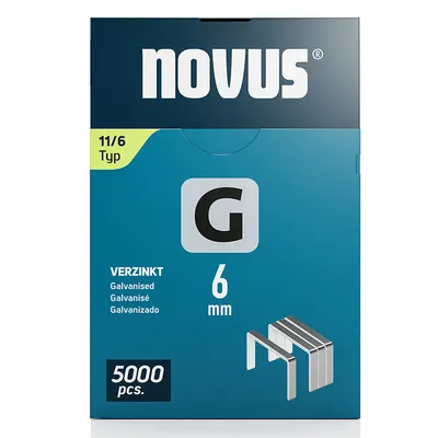 Скоби за такери Novus тип G11, 10.6x1.25x6 мм, поцинкована стомана, 5000 бр.