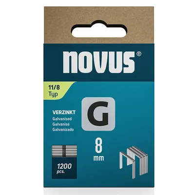 Скоби за такери Novus тип G11, 10.6x1.25x8 мм, поцинкована стомана, 1200 бр.