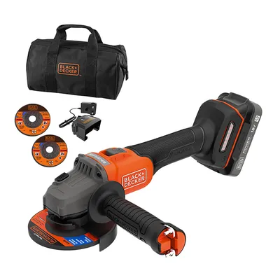 Акумулаторен ъглошлайф Black & Decker  с 1 батерия и зарядно, 18 V, 2 Ah, 115 мм, 7500 об./мин, BCG6L8D1S