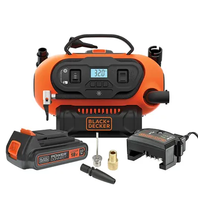 Акумулаторен безмаслен компресор Black & Decker  с 1 батерия и зарядно, 18 V, 2 Ah, 16 bar, BDCINF18D1