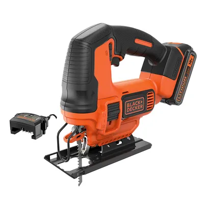 Акумулаторен прободен трион зеге Black & Decker с 1 батерия и зарядно, 18 V, 2.5 Ah, 0-2500 хода/мин, 19 мм, BDCJS18E1