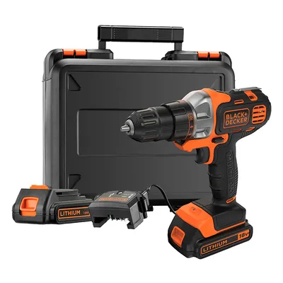 Акумулаторен винтоверт Black & Decker с колекторен двигател с 2 батерии и зарядно, 18 V, 1.5 Ah, 21 Nm, 10 мм, Multievo MT218KB