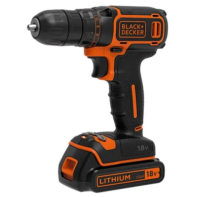 Акумулаторен винтоверт Black & Decker с колекторен двигател с 2 батерии и зарядно, 18 V, 1.5 Ah, 30 Nm, 1-10 мм, BDCDC18B