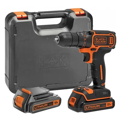 Акумулаторен винтоверт Black & Decker с колекторен двигател с 2 батерии и зарядно, 18 V, 1.5 Ah, 40 Nm, 10 мм, BDCDD186KB