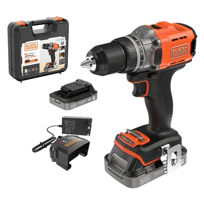 Акумулаторен винтоверт Black & Decker с колекторен двигател с 2 батерии и зарядно, 18 V, 2 Ah, 45 Nm, 13 мм, BCD382D2XK