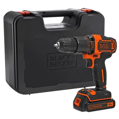 Акумулаторен винтоверт Black & Decker ударен с 1 батерия и зарядно, 18 V, 1.5 Ah, 40 Nm, 1-10 мм, BDCHD18K