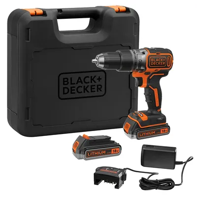 Акумулаторен винтоверт Black & Decker ударен с 2 батерии и зарядно, 18 V, 1.5 Ah, 52 Nm, 10 мм, BL188KB