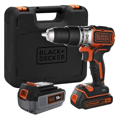 Акумулаторен винтоверт Black & Decker ударен с 2 батерии и зарядно, 18 V, 2/4 Ah, 45 Nm, 1-10 мм, BCD003MEM2K-QW
