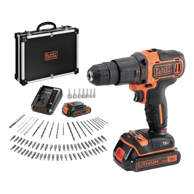 Акумулаторна бормашина Black & Decker ударна  с 2 батерии и зарядно, 18 V, 1.5 Ah, 40 Nm, 0-360/0-1400 об./мин, 1-10 мм, BDCHD18BAFC