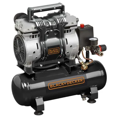 Електрически безшумен безмаслен компресор Black & Decker  1 к.с., 6 л, 105 л/мин, 8 bar, BD 100/6-ST