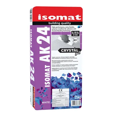 Лепило Isomat циментово за плочки супер гъвкаво  25 кг, бяло, AK-24 Crystal Gel